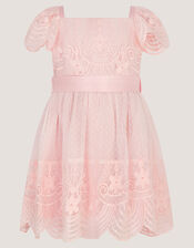 Baby Isabel Lace Tiered Party Dress, Pink (DUSKY PINK), large