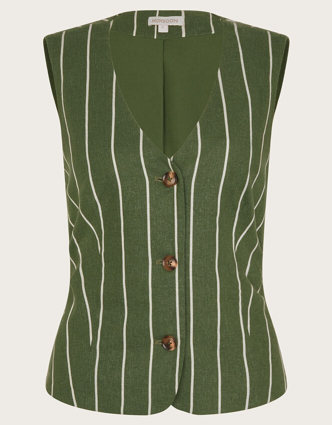 Susan Stripe Vest, Green (KHAKI), large