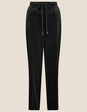 Velvet Wide Leg Jersey Trousers , Black (BLACK), large