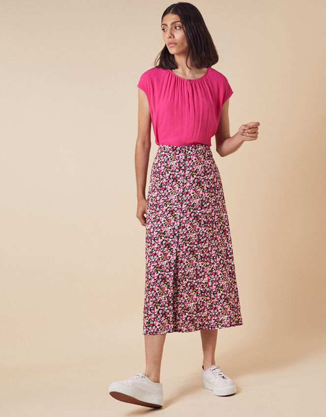 Short Sleeve Blouse with LENZING™ ECOVERO™, Pink (PINK), large