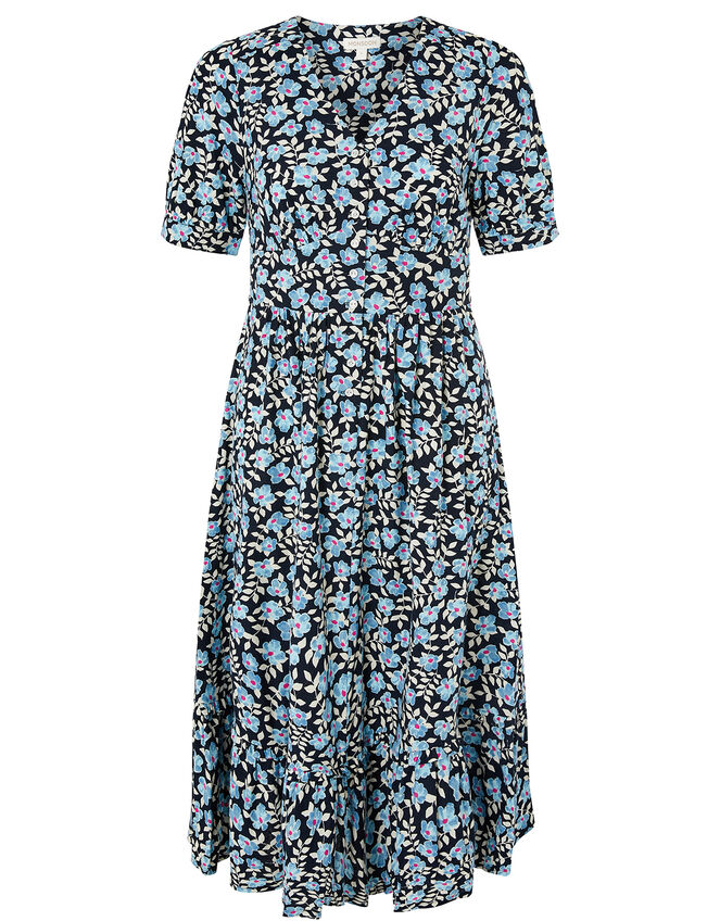 Athena Floral Print Midi Dress, Blue (BLUE), large