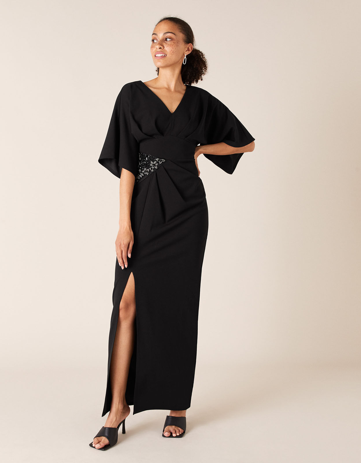 Kirsty Beaded Insert Stretch Maxi Dress Black Day Dresses