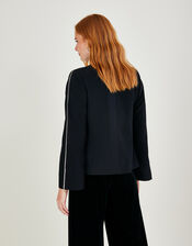 Tori Cape Trimmed Jacket with Recycled Polyester, Black (BLACK), large