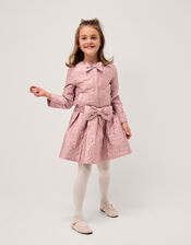 Bow Quilted Satin Skirt, Pink (PALE PINK), large