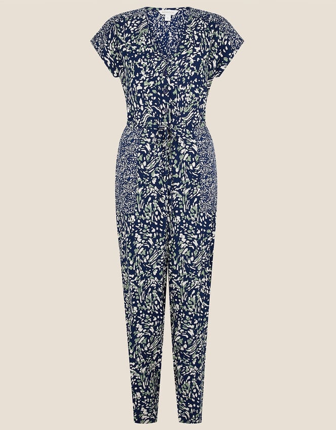 Printed Jumpsuit in LENZING™ ECOVERO™, Blue (NAVY), large