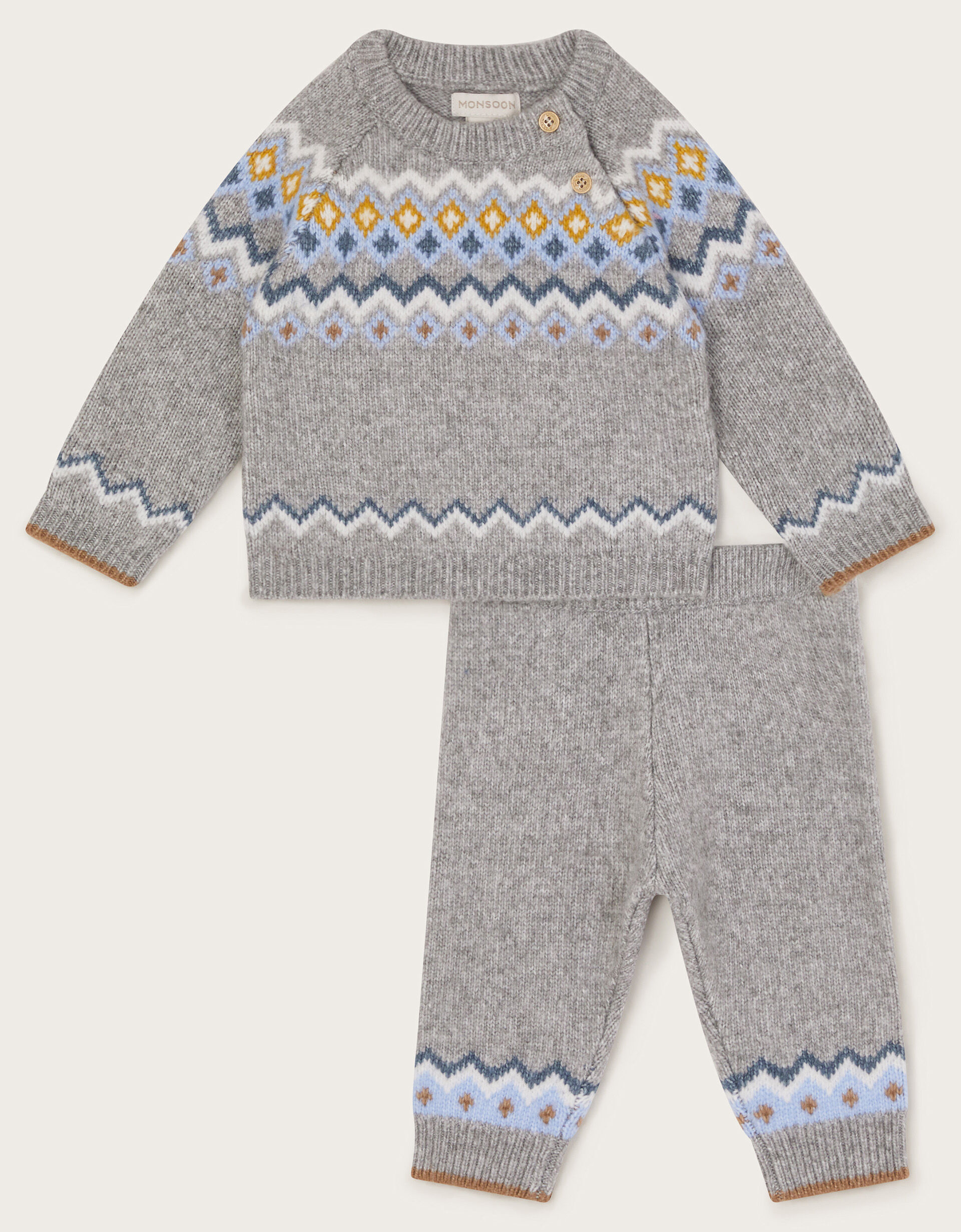 Newborn Fair Isle Set Grey