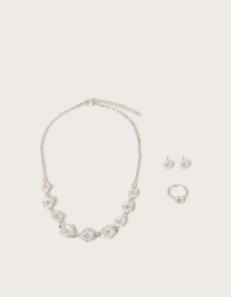 Pearly Flower Jewellery Set, Ivory (IVORY), large