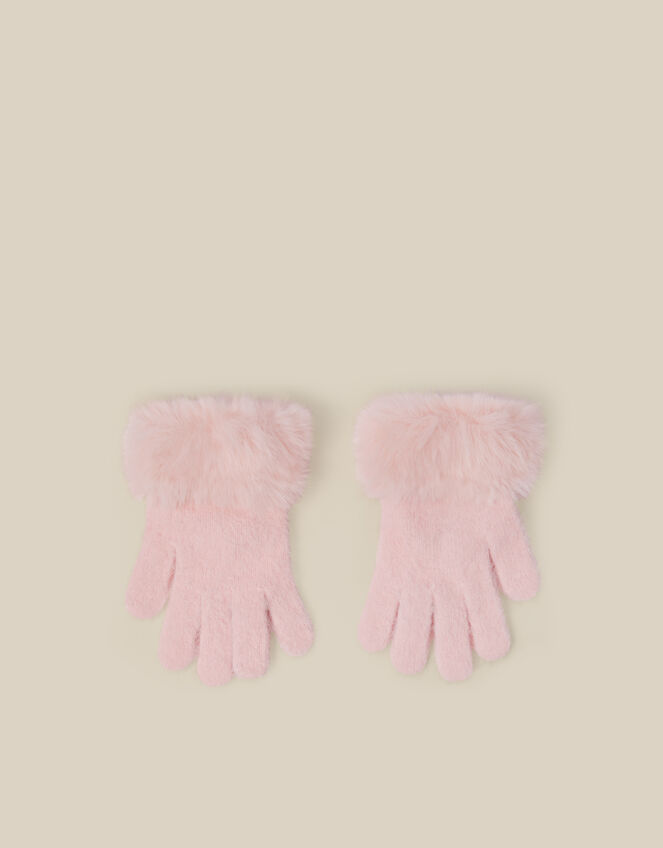 Glam Faux Fur Cuff Gloves, Pink (PINK), large