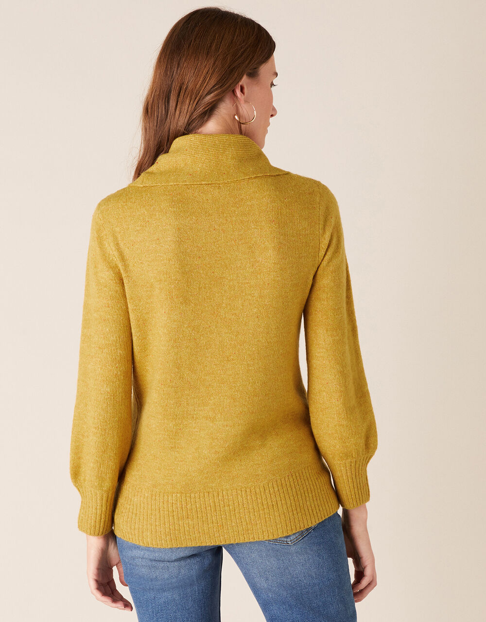 Button Side Knit Jumper Yellow Jumpers Monsoon Global.