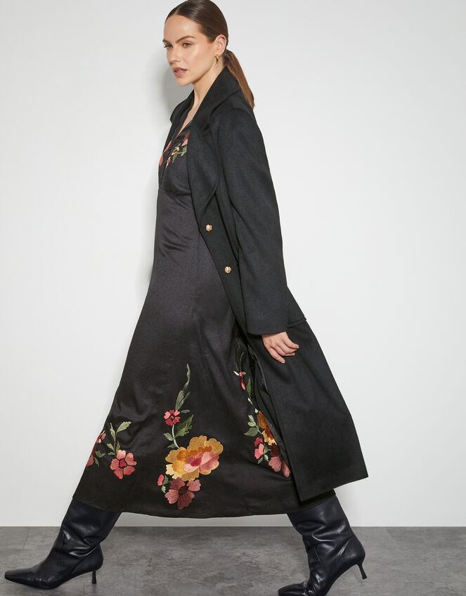 Lyra Embroidered Midi Dress, Black (BLACK), large