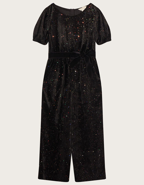 Velvet Sparkle Jumpsuit, Black (BLACK), large