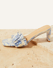 Printed Kitten Heel Occasion Sandals, Blue (BLUE), large