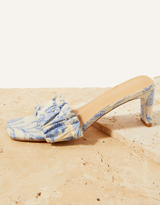 Printed Kitten Heel Occasion Sandals, Blue (BLUE), large