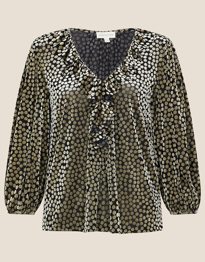 Kim Ruffle Spot Blouse , Gold (GOLD), large