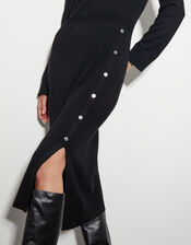 Ciara Button Midi Sweater Dress, Black (BLACK), large