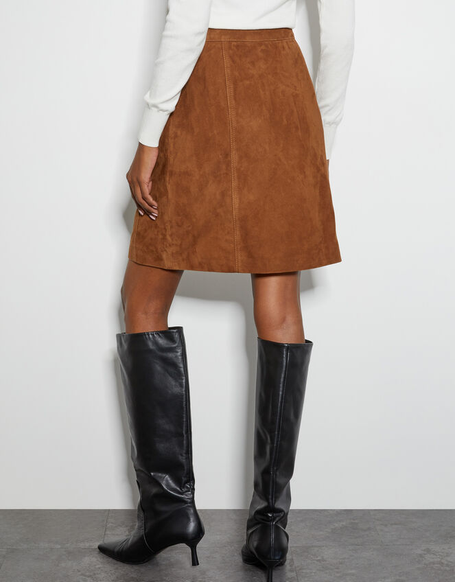 Sienna Suede Zip Skirt, Tan (TAN), large