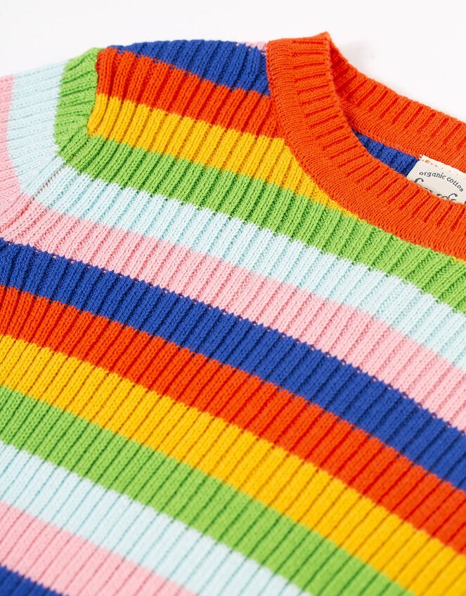 Frugi Stripe Ribbed Knit Jumper, Multi (MULTI), large