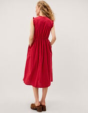 Bea Sleeveless Gingham Midi Dress, Pink (PINK), large
