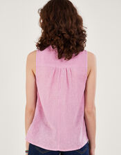 Long Line Tank Top in Linen Blend, Pink (PINK), large