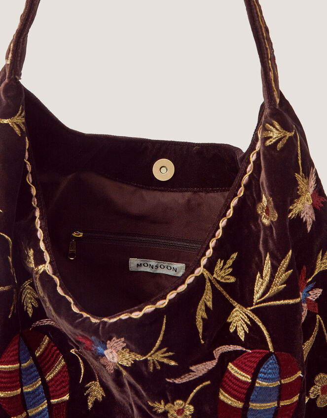 Hatti Embroidered Velvet Crossbody Bag, , large