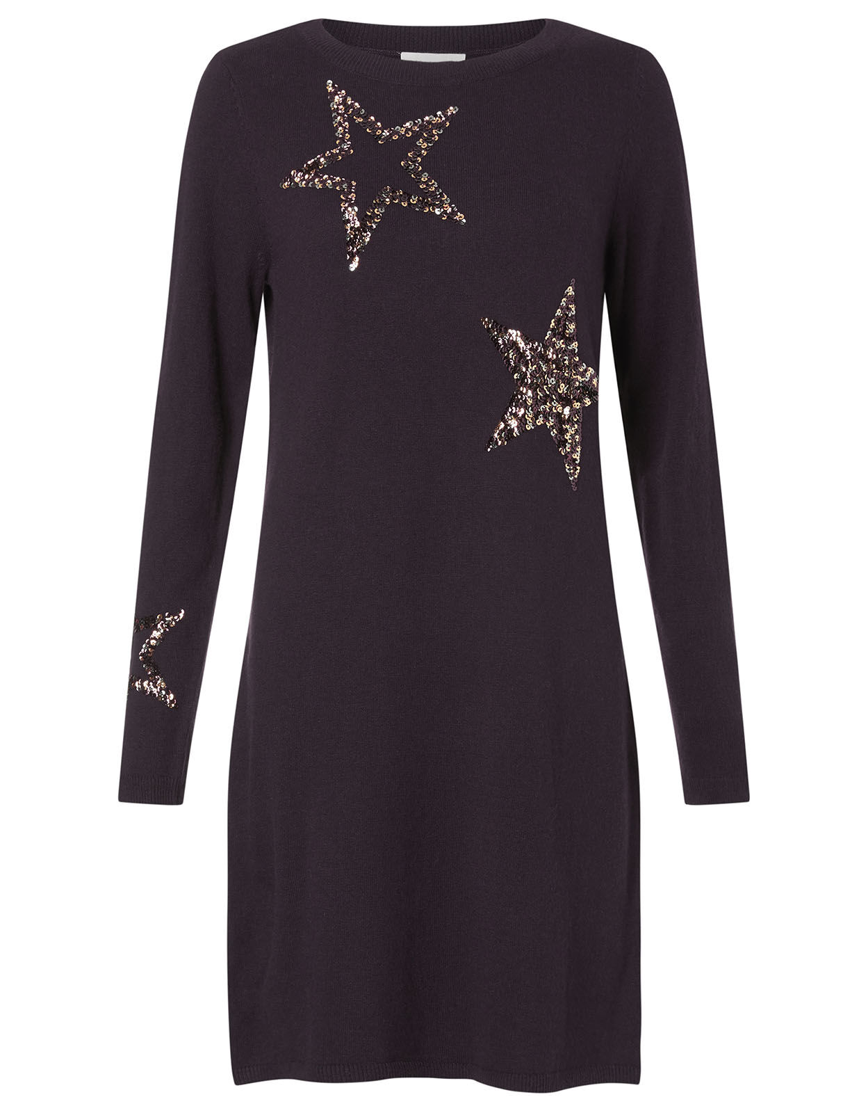 Sequin Star Knit Dress Purple