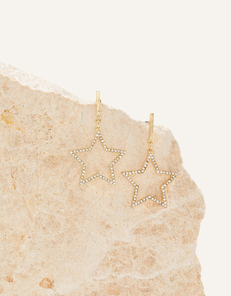Star Diamante Hoop Earrings, , large