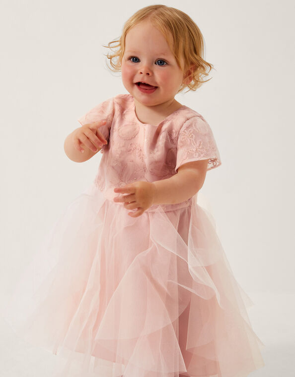 Baby Arabella Flower Ruffle Dress, Pink (PINK), large