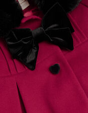 Baby Fluffy Collar Bow Coat, Red (RED), large