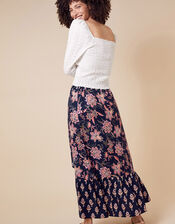 Floral Print Midi Skirt in LENZING™ ECOVERO™, Blue (NAVY), large