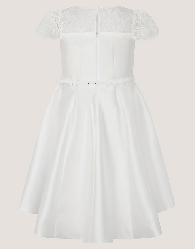 Angelina Lace Satin Party Dress, Ivory (IVORY), large