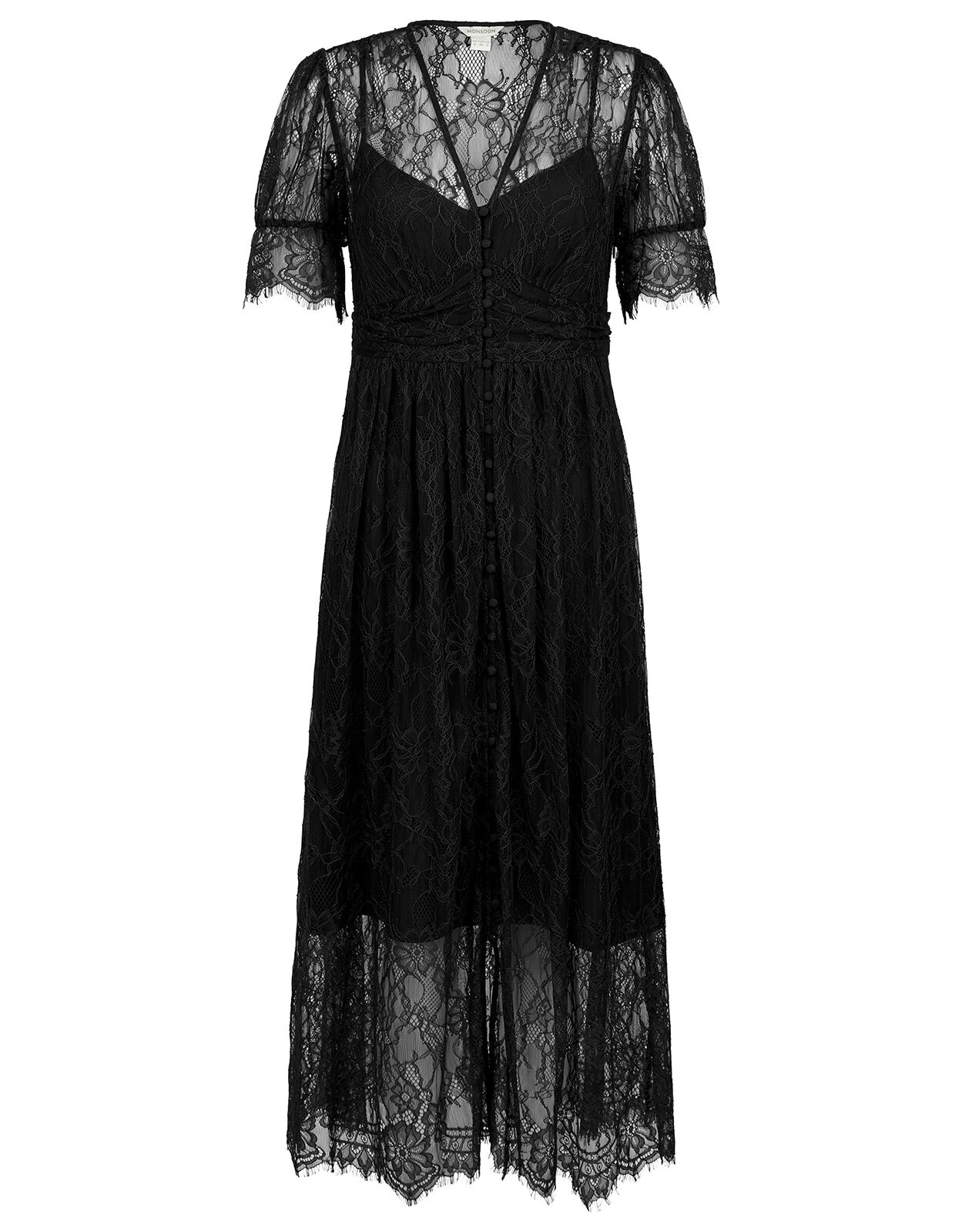 black lace tea dress