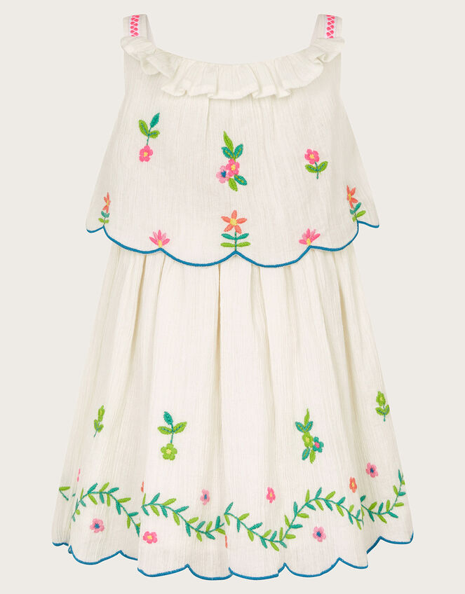 Baby Floral Embroidered Dress, White (WHITE), large