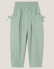 Lace Trim Barrel Trousers, Green (GREEN), large