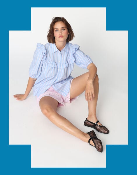 Crās Ellen Ruffle Shirt , Blue (BLUE), large