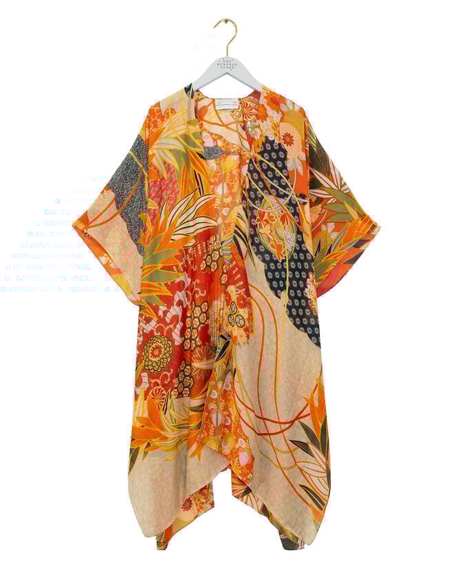 One Hundred Stars Fan Print Kimono, , large