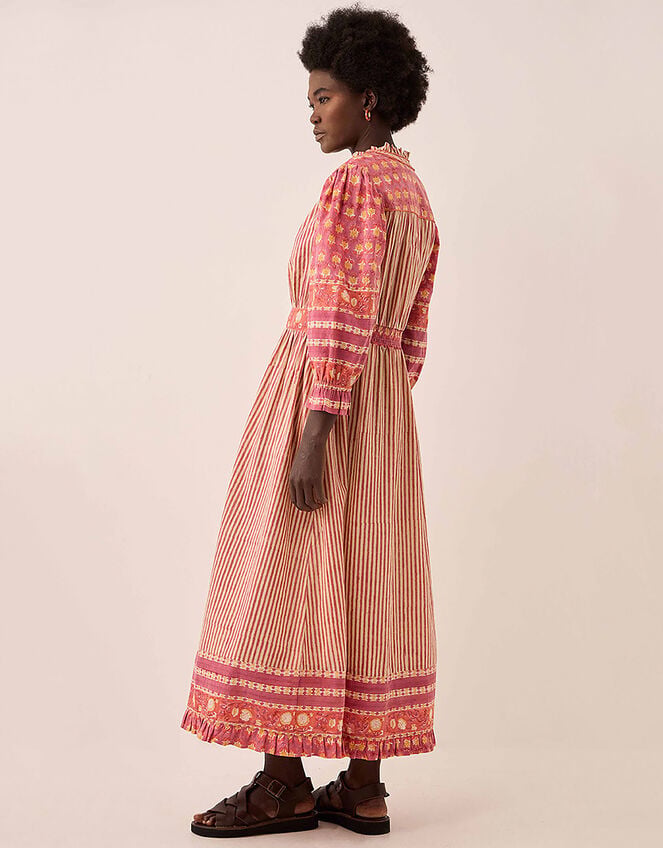 East Devyn Hand Woodblock Cotton Dress, Pink (PINK), large