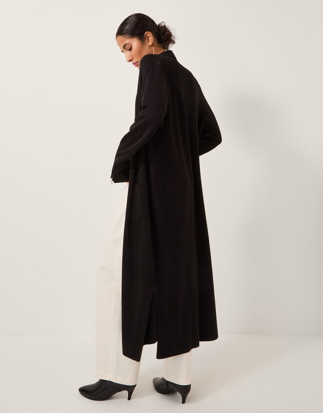 Sade Zip Longline Cardigan, Black (BLACK), large