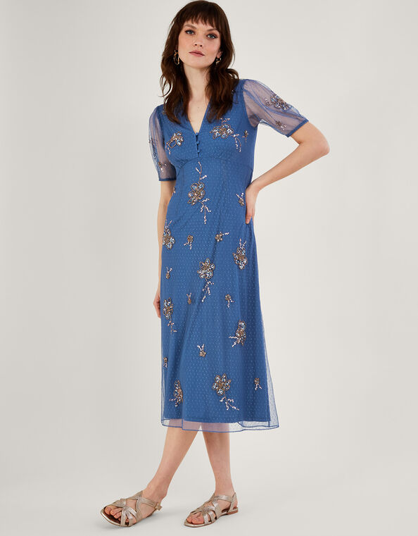 Pamela Embellished Tea Dress, Blue (BLUE), large