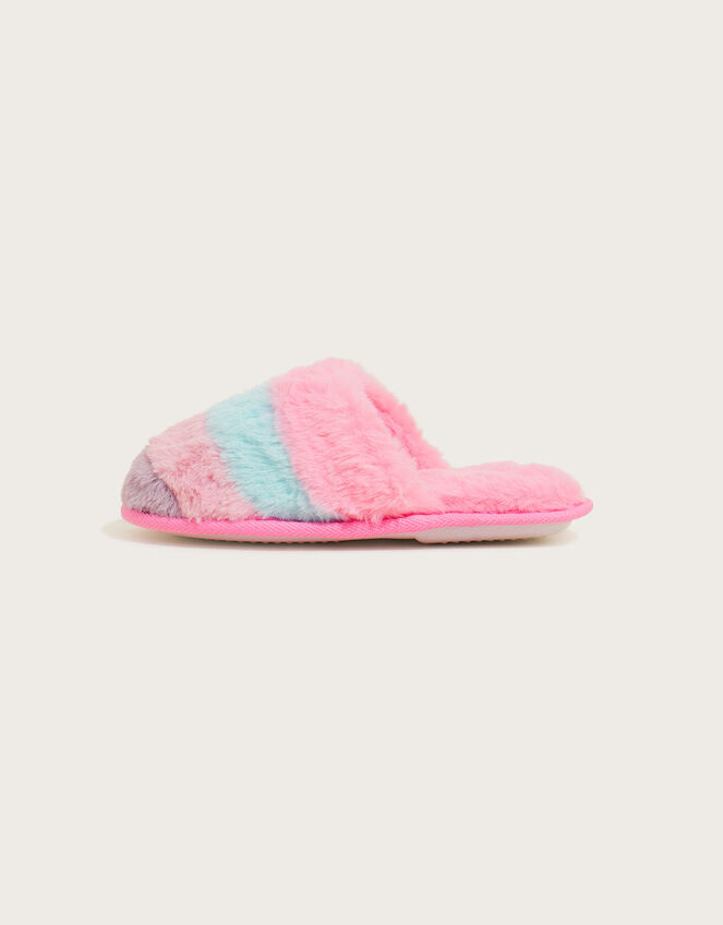 Rainbow Furry Mule Slippers, Multi (MULTI), large