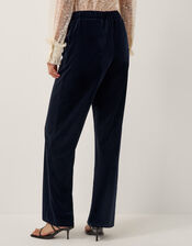 Mila Straight Velvet Trousers, Blue (MIDNIGHT), large
