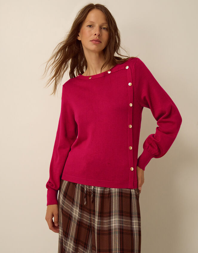 Beryl Button Sweater, Red (RED), large