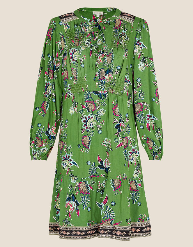 Floral Print Tunic Dress in LENZING™ ECOVERO™ Green