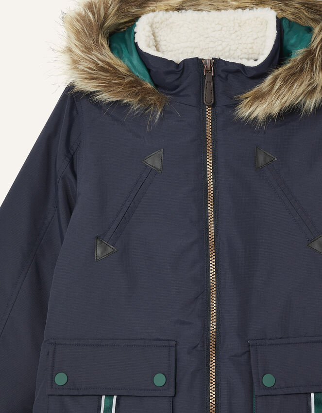 Parka Reflective Tape Coat, Blue (NAVY), large