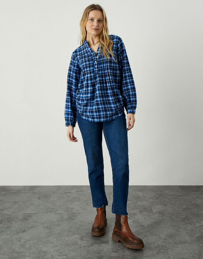 Check Longline Shirt, Blue (BLUE), large