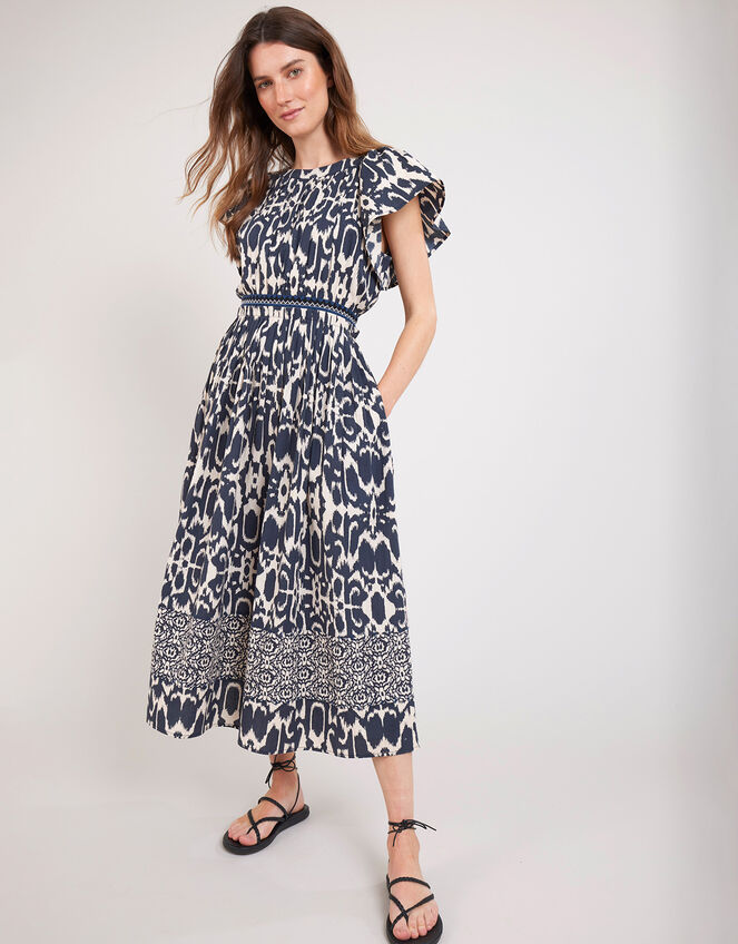 East Brenda Print Midi Dress, Blue (BLUE), large