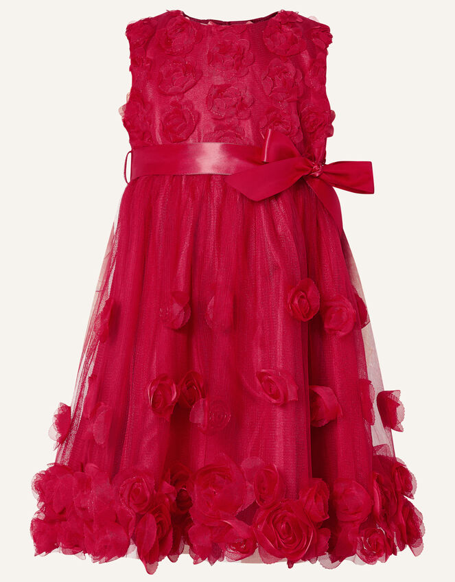 Baby 3D Rose Dress, Red (RED), large