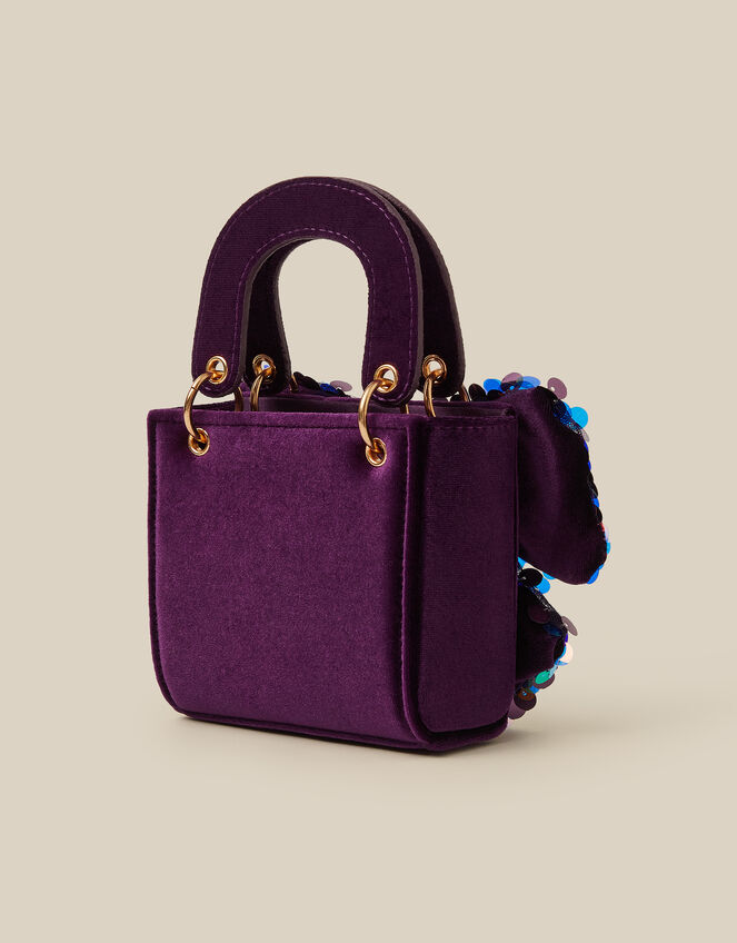 Sequin Bow Tote Bag, Purple (PURPLE), large