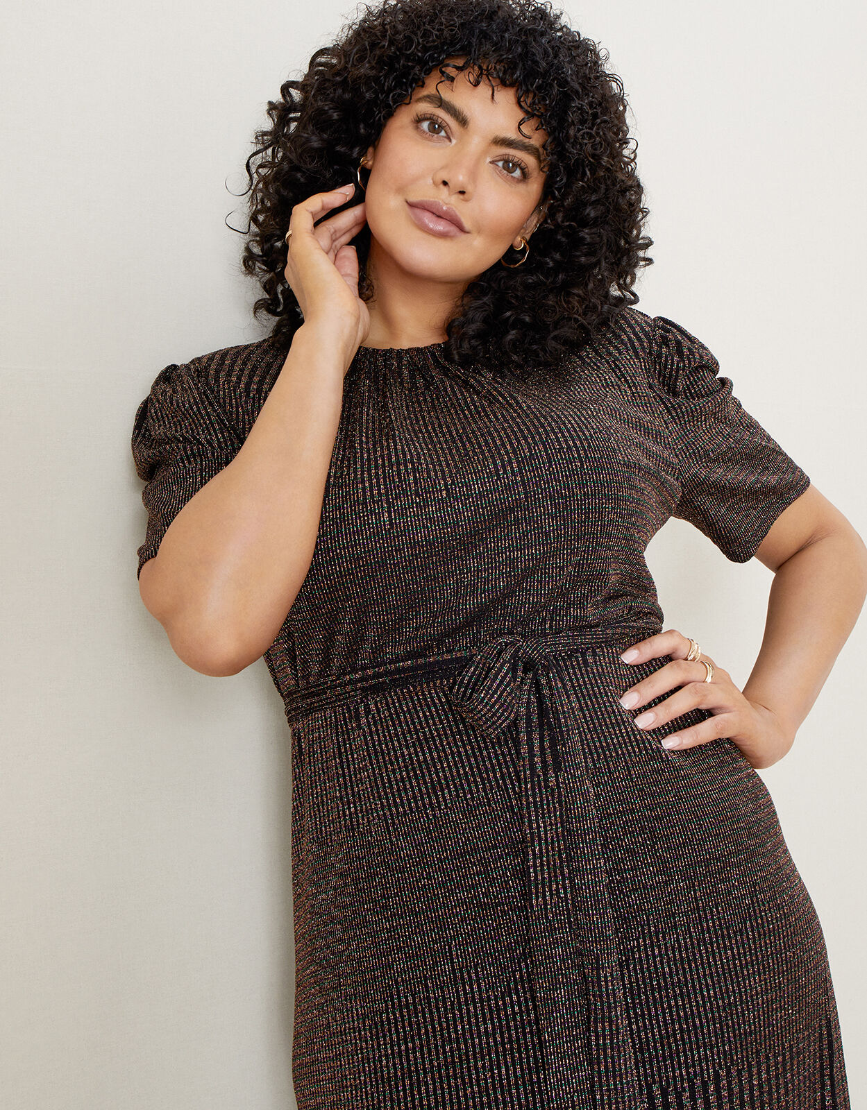 Felicity Metallica Flare Fit Dress Black