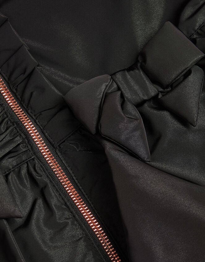 Bow Ruffle Shower Resistant Jacket, Black (BLACK), large
