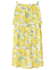 Layla Lemon Print Dress, Yellow (YELLOW), large